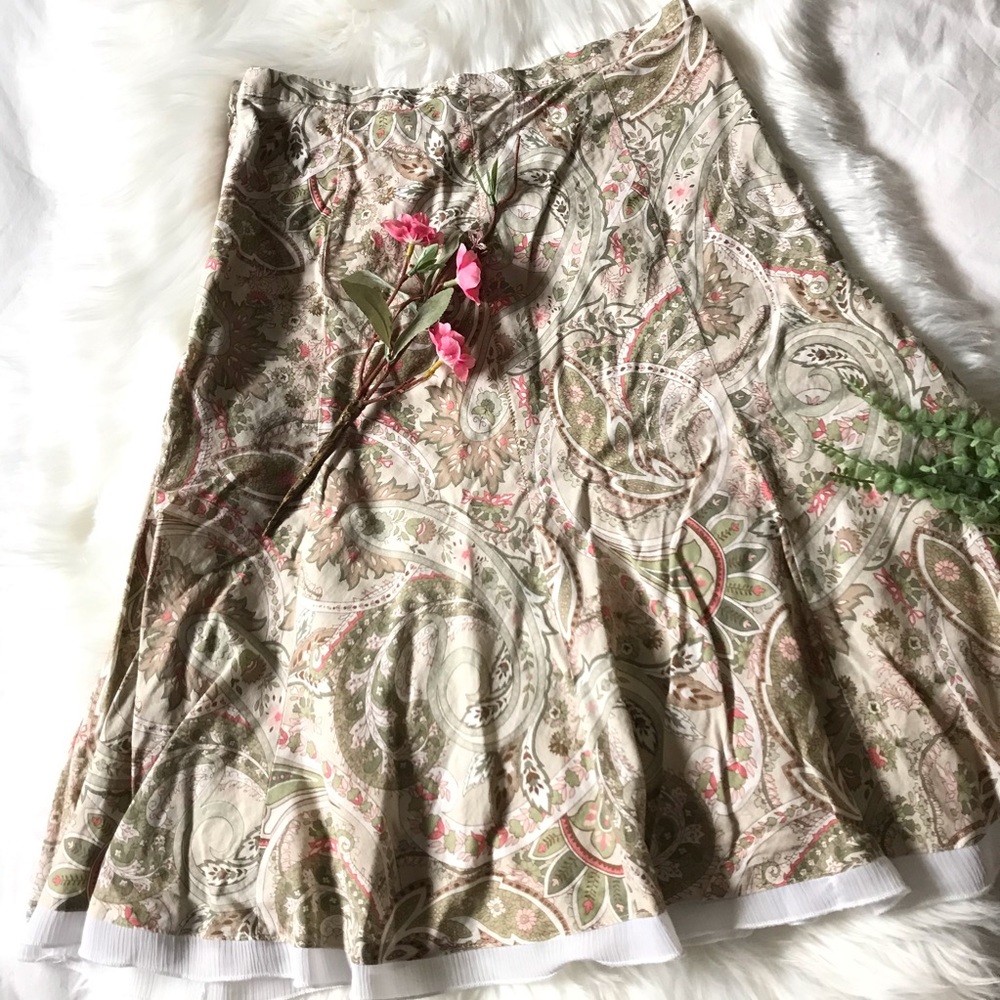 B. Moss 100% Cotton Paisley Lined A-Line Skirt, 2 - Picture 7 of 8